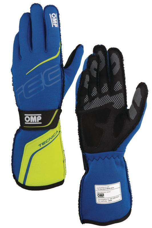 OMP TECNICA GLOVES FIA 8856-2018 BLUE / YELLOW SZ M