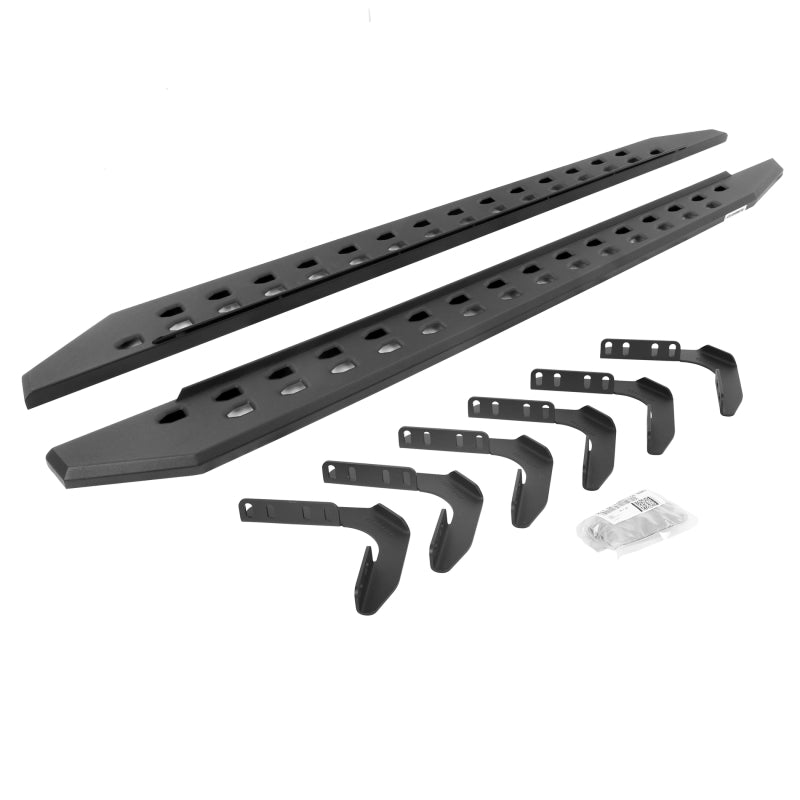 Go Rhino 99-16 Ford F-250 / F-350 Crew Cab 4DR RB20 Slim Running Boards Kit (w/Brackets) - Tex. Blk