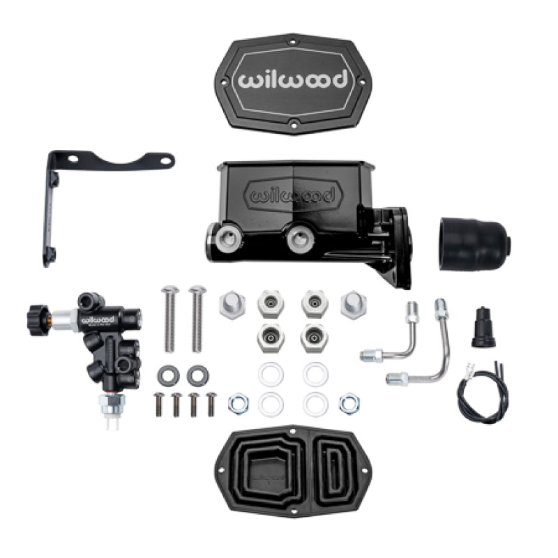 Wilwood MOPAR Compact Tandem M/C Kit w/ P-Valve 1in Bore - Black