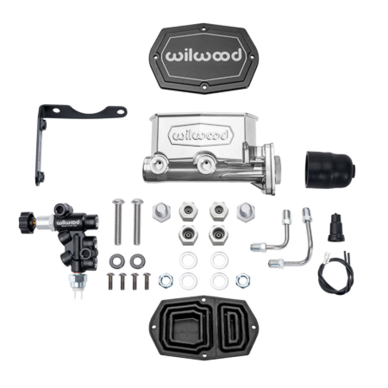 Wilwood MOPAR Compact Tandem M/C Kit w/ P-Valve 1in Bore - Chrome Powdercoat