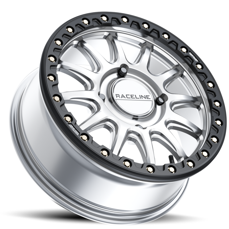 Raceline A14SB Alpha 15x7in / BP / 25mm Offset / 68mm Bore - Hyper Silver w/Black Ring