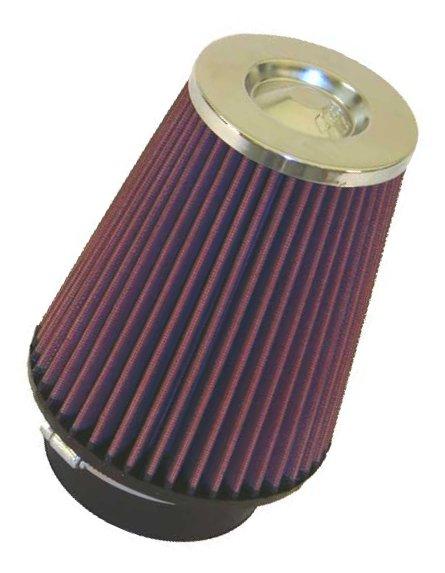 K&N Universal Air Filter Chrome Round Tapered Red -4in Flange ID x 1.125in Flange Length x 5.5in H