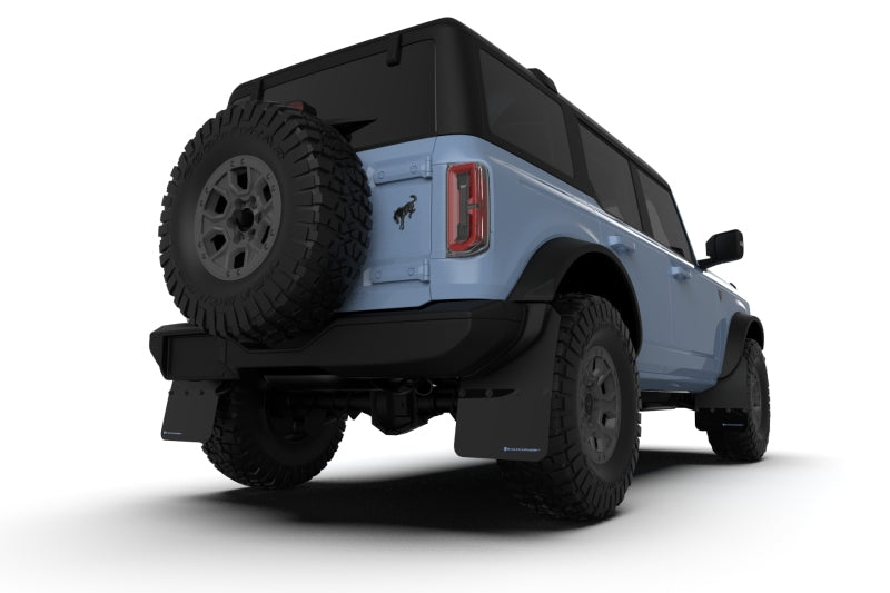 Rally Armor 21-25 Ford Bronco (Steel Bmpr + RB - NO Rptr/Sprt) Blk Mud Flap w/Area Blue Logo