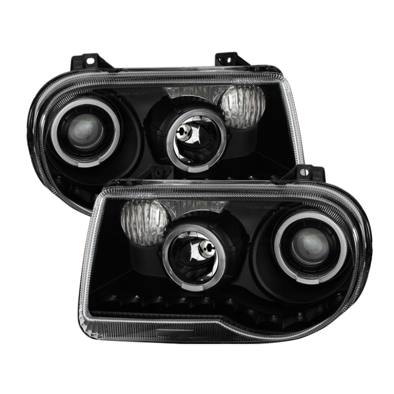 xTune Chrysler 300C 05-10 ( Not 300 ) Halo Projector Headlights Black PRO-JH-C300C-LED-BK