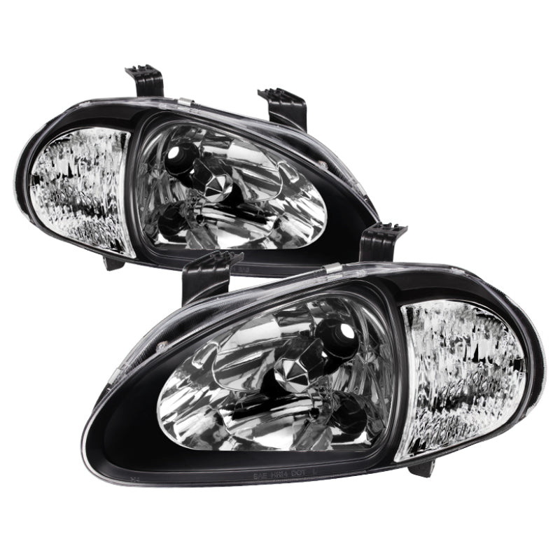 xTune Honda Del Sol 93-97 1Pc Crystal Headlights Black HD-ON-HDEL93-1P-BK