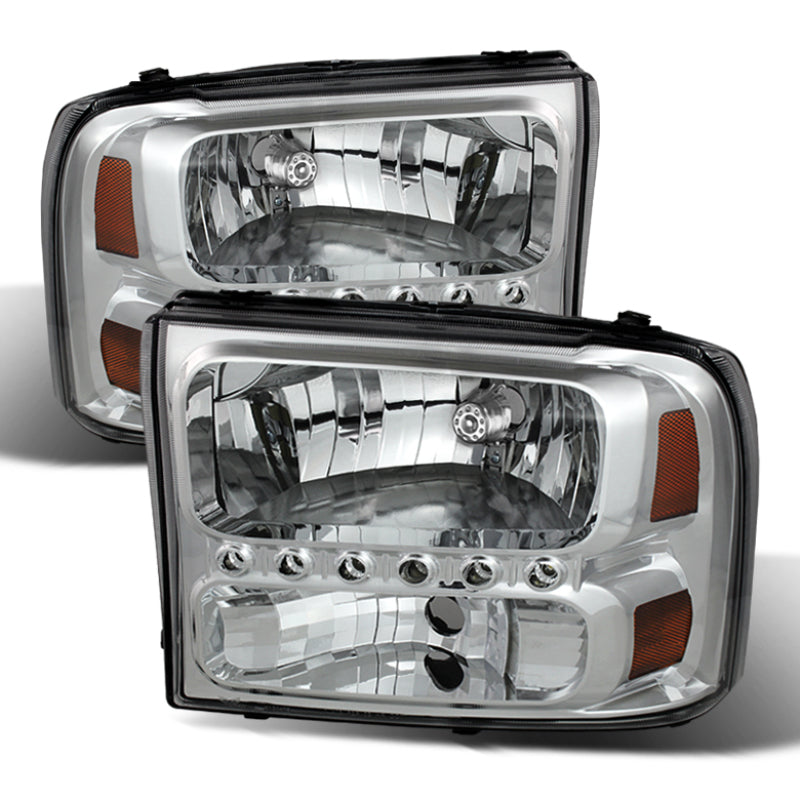 xTune Ford F250 F350 Super Duty 99-04 1Pc Headlights w/ LED Chrome HD-JH-FF25099-LED-C