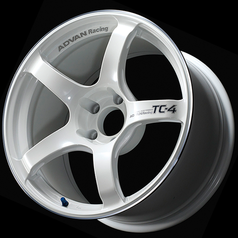 Advan TC4 18x9.5 +45 5x120 Racing White Metallic and Ring Wheel