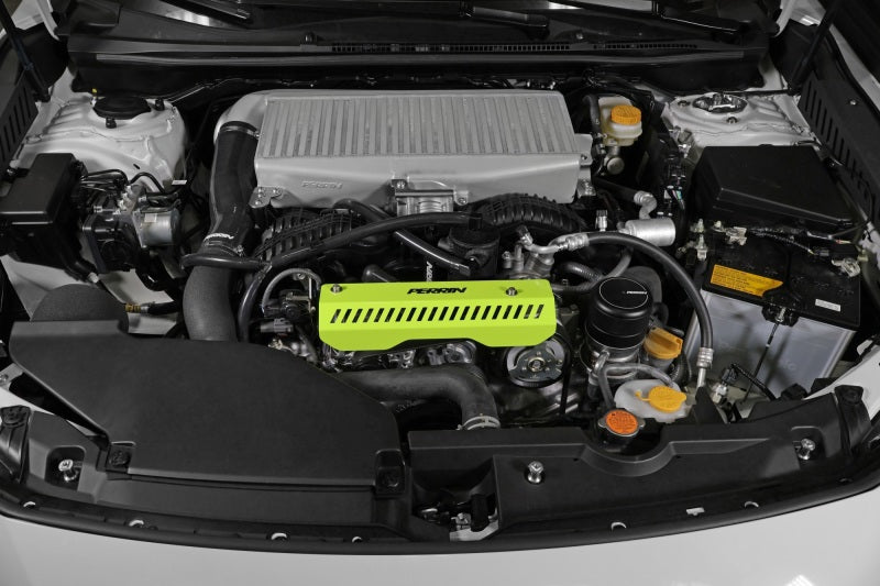 PERRIN 22-25 Subaru WRX Pulley Cover - Neon Yellow (SHORT - For Use w/PERRIN AOS)