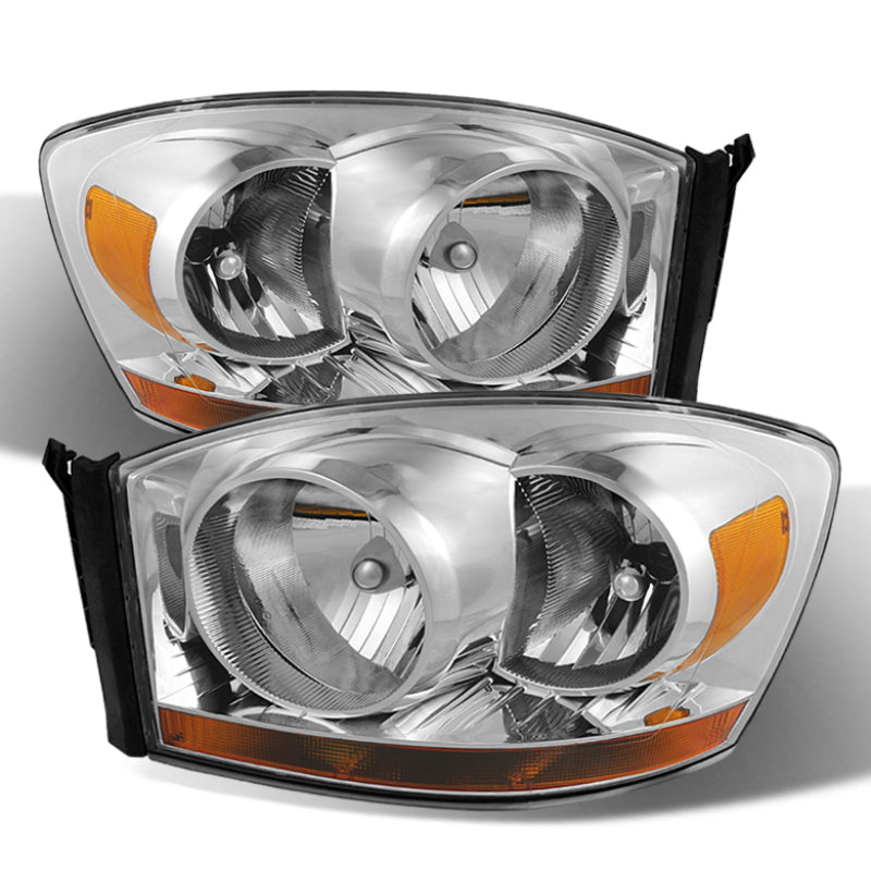 xTune Dodge Ram 06-08 w/ Chrome Bezel & Amber Bar Headlights Chrome HD-JH-DRAM06-AM-C