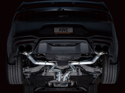 AWE 2024 Ford Mustang GT Fastback S650 RWD Track Edition Cat-Back Exhaust w/ Quad Diamond Black Tips