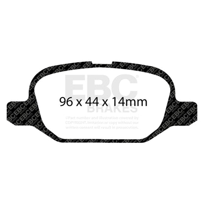 EBC 11+ Fiat 500 1.4 (ATE Calipers) Ultimax2 Rear Brake Pads