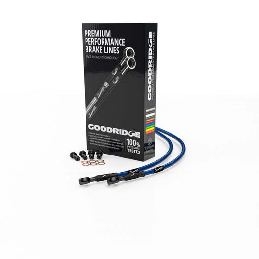 Goodridge 04-10 Honda VT750 Shadow Electric Blue Front SS Brake Lines w/Black Fittings