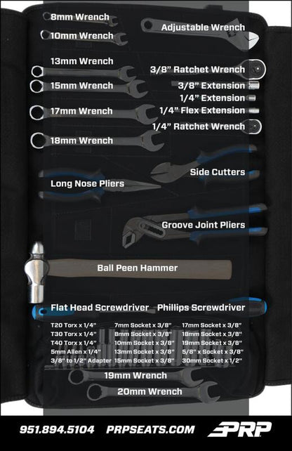 PRP 35pc Can-Am Roll Up Tool bag Tool kit - Black