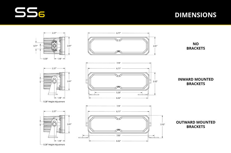 Diode Dynamics SS6 Pro White Driving Standard ABL (pair) 6000K