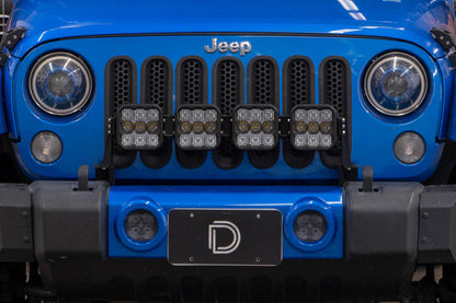 Diode Dynamics Jeep JK SS5 4-Pod CrossLink Grille Lightbar Kit Pro - Yellow Combo