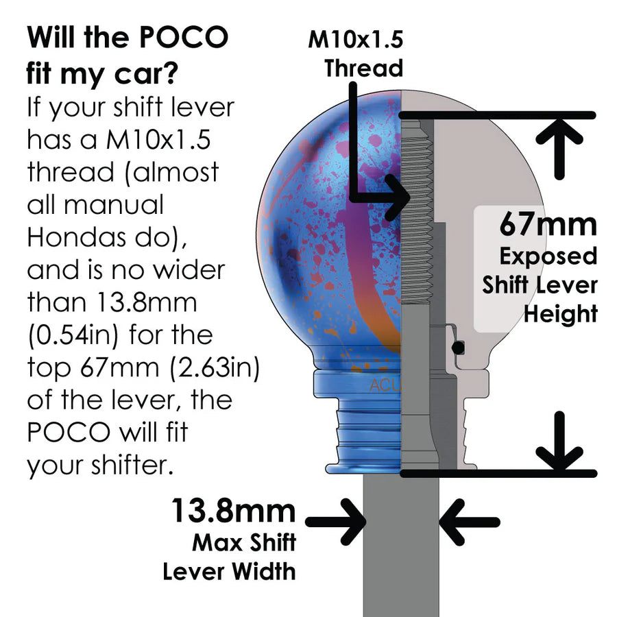 Acuity - POCO-Ti Low Profile Shift Knob in Splatter Titanium Finish (M10x1.5)
