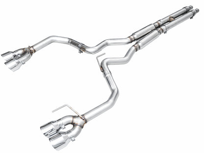 AWE 2024 Ford Mustang GT Fastback S650 RWD Track Edition Cat-Back Exhaust w/ Quad Chrome Silver Tips