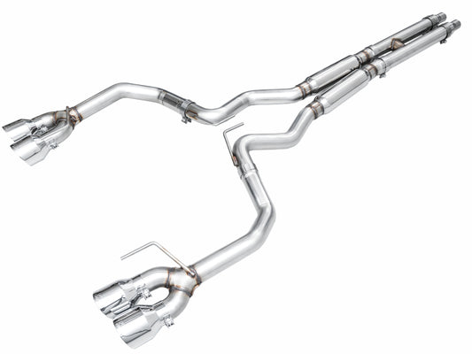 AWE 2024 Ford Mustang GT Fastback S650 RWD Track Edition Cat-Back Exhaust w/ Quad Chrome Silver Tips