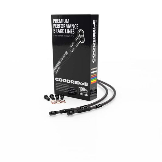 Goodridge 96-00 Suzuki GSF1200 Bandit Carbon Front SS Brake Lines w/Black Fittings