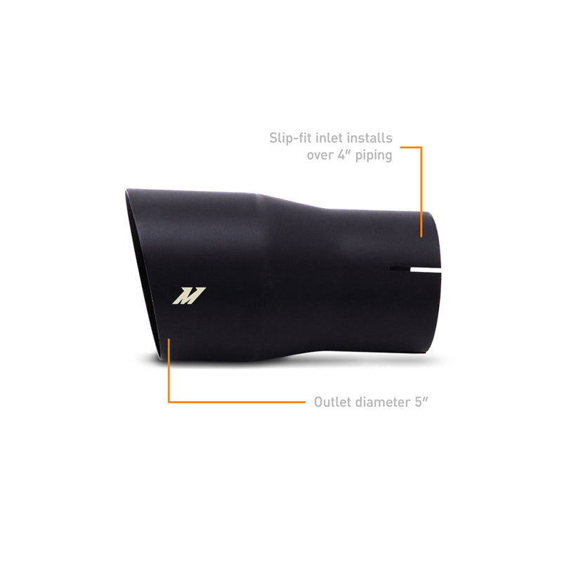 Mishimoto Clamp-On Single Wall Exhaust Tip 5in Outlet - Black