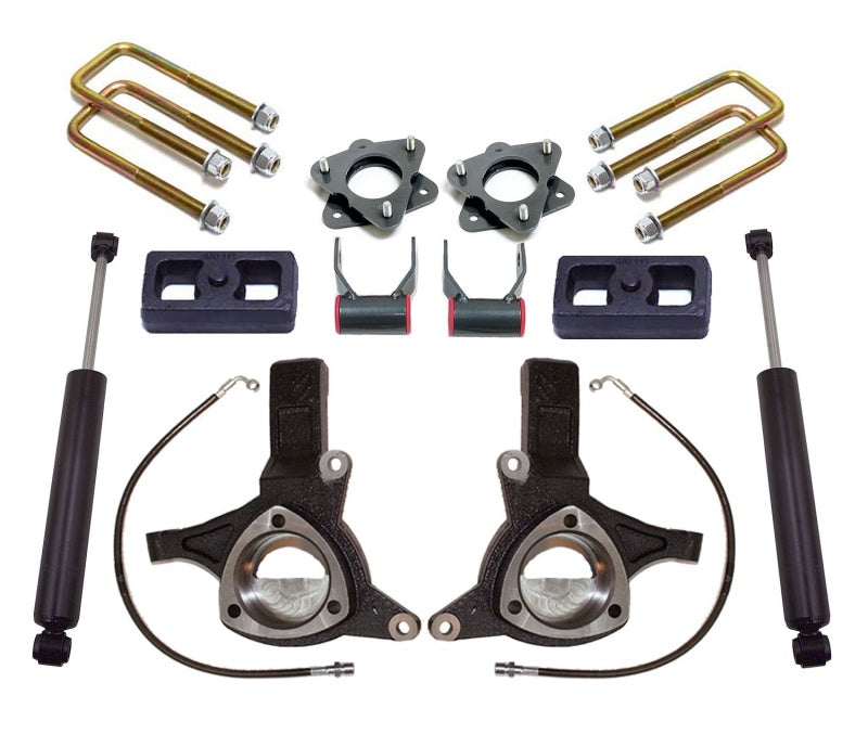 MaxTrac 16-18 GM C1500 2WD w/Stamped Steel. Susp. 7in/4in MaxPro Spindle Lift Kit w/MaxTrac Shocks
