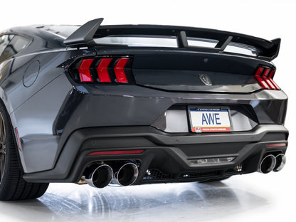 AWE 2024 Ford Mustang Dark Horse S650 RWD Track Edition Cat-Back Exhaust w/ Quad Chrome Silver Tips