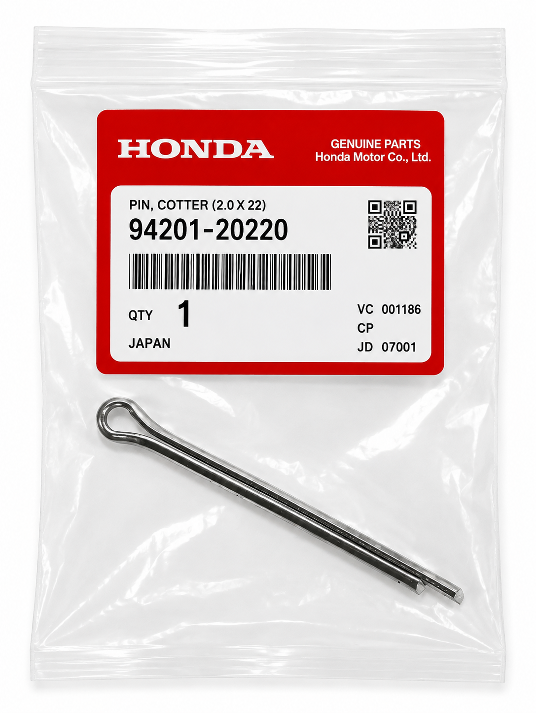 Honda - Genuine Honda Outer Tie Rod Cotter Pin | 94201-20220 | 2.0x22