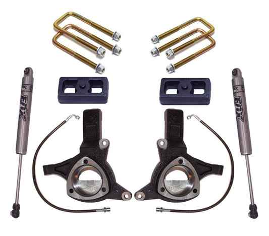 MaxTrac 16-18 GM C1500 2WD w/Stamped Steel Susp. 5in/3in MaxPro Elite Spindle Lift Kit w/FOX Shocks
