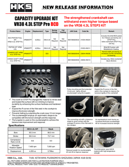HKS Connecting Rod Set - VR38 4.3L STEP Pro