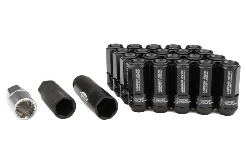 Project Kics Leggdura Racing Shell Type Lug Nut 54mm Open-End Look 16 Pcs + 4 Locks 14X1.5 Black