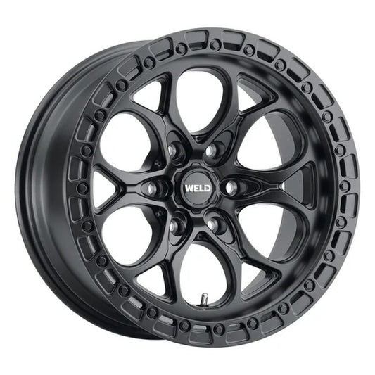 Weld 17x9 Ledge 6 6x135 ET-12 BS 4.50 87.1 Satin Black Wheel / Satin Black Ring