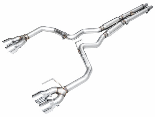 AWE 2024 Ford Mustang Dark Horse S650 RWD Track Edition Cat-Back Exhaust w/ Quad Chrome Silver Tips