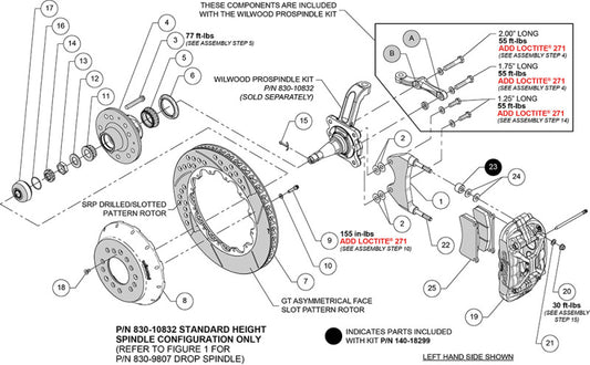 Wilwood kit front XRS6R wwe pro spindle 14.00 rotor GT red