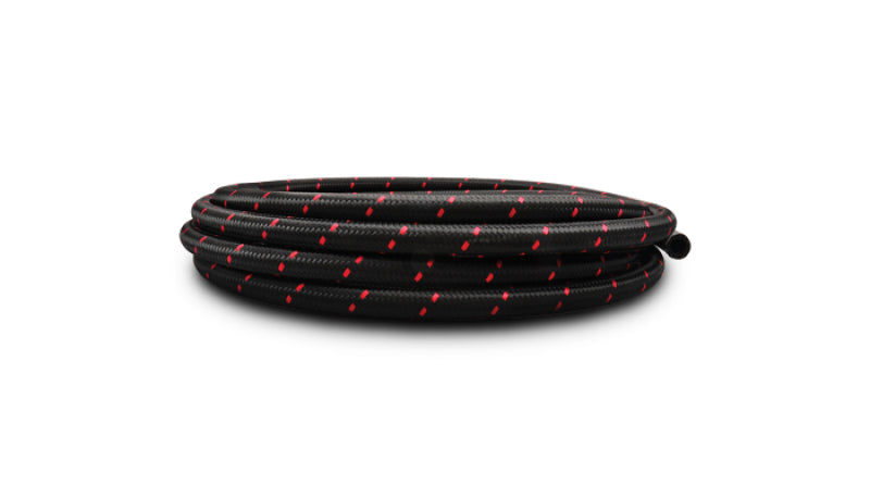 Vibrant -12 AN Two-Tone Black/Red Nylon Braided Flex Hose (20 foot roll)