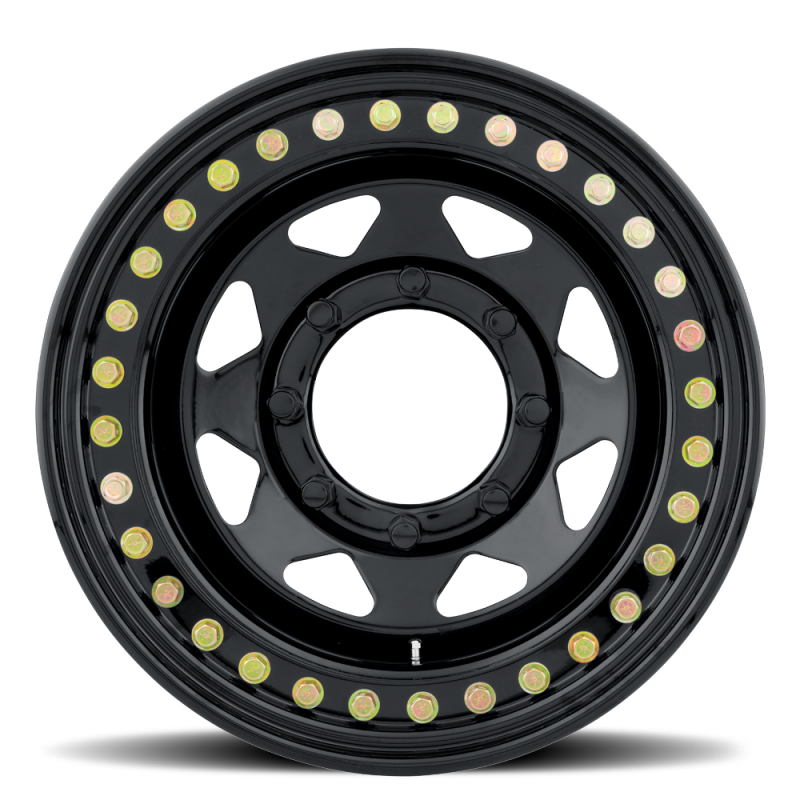 Raceline RT80 Rock 8 Spoke 15x10in / 8x165.1 BP / -25mm Offset / 130.81mm Bore - Gloss Black