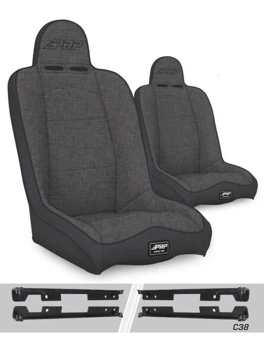 PRP Jeep Wrangler JK/JKU Daily Driver High Back Suspension Seats Kit (Pair) - Gray