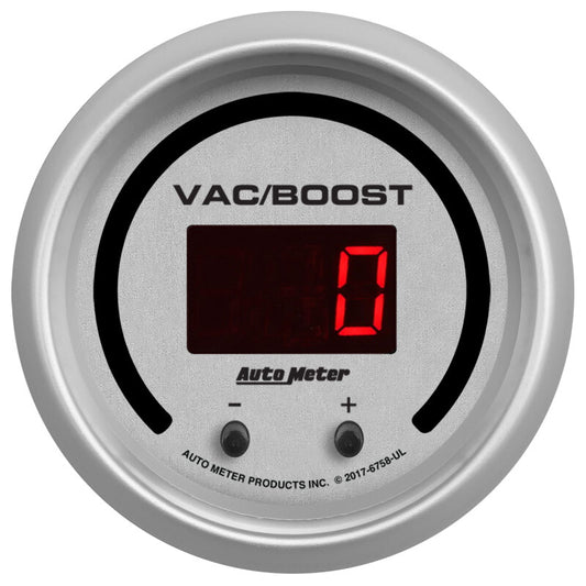 Autometer 52.4mm Silver Switchable 0-1600 PSI/0-110 BAR Vacuum/Boost Ultra-Lite Elite Digital Gauge