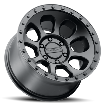 Raceline 961B Bolt 17x9in / 6x139.7 BP / -12mm Offset / 106.1mm Bore - Satin Black