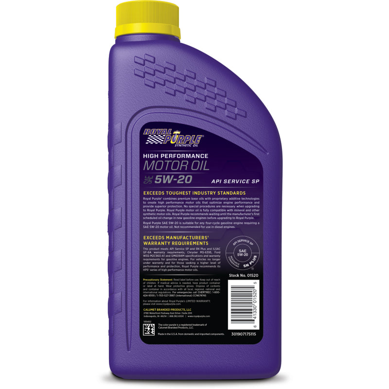 Royal Purple Premium Synthetic High Performance Multi-Grade 5W-20 Motor Oil - 1 Quart