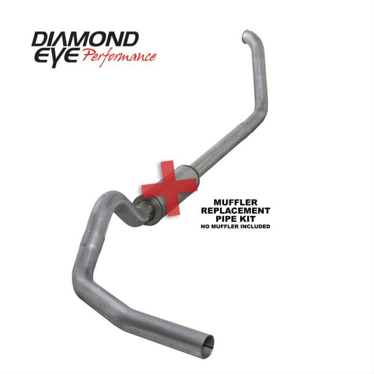 Diamond Eye 00-03 Ford F250/F350 7.3L 4in Turbo-Back Single Aluminized Muffler Replacement Pipe