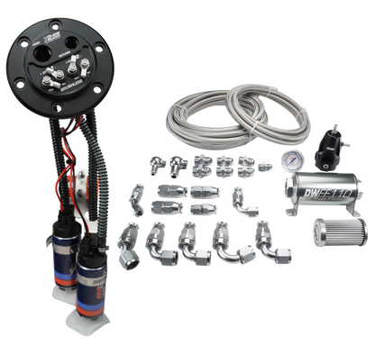 Deatschwerks X2 Series Fuel Pump Hanger w/ Dual DW420 Pumps/PTFE Plumbing kit for 92-00 Honda Civic