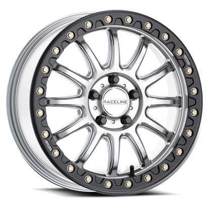 Raceline A14SB Alpha 15x7in /  BP / 25mm Offset / 68mm Bore - Hyper Silver w/Black Ring