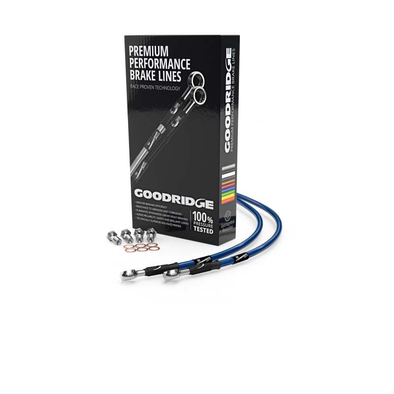 Goodridge 77-79 Honda CB550F1/2 Full Electric Blue Front SS Brake Lines