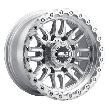Weld Off-Road Swift 17x9in - 8x180 BP - ET-12 - 124.3mm CB - Gloss Silver Machined Wheel & Ring