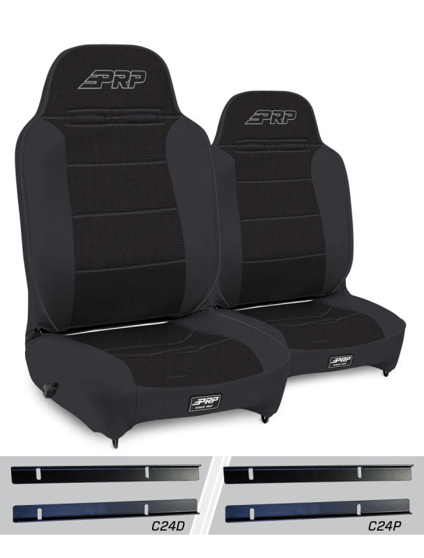 PRP 03-06 Jeep Wrangler TJ Enduro High Back Reclining Suspension Seats Kit - Black (Pair)