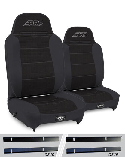 PRP 03-06 Jeep Wrangler TJ Enduro High Back Reclining Suspension Seats Kit - Black (Pair)