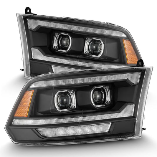 AlphaRex 09-18 Ram 1500/2500 PRO-Series Proj Headlights Black w/Sequential Signal and Top/Middle DRL