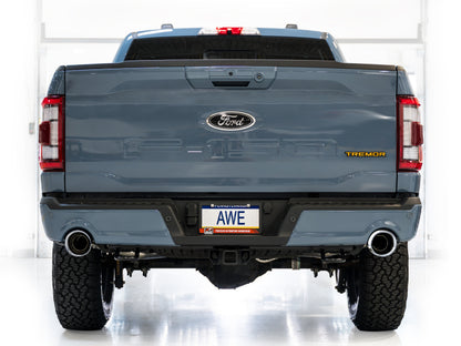 AWE Tuning 2021+ Ford F150 Tremor w/ Bumper Cutouts 0FG Non-Resonated Cat-Back w/ Chrome Silver Tips