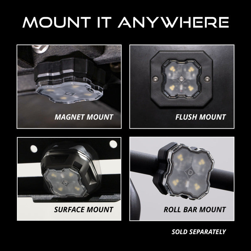 Diode Dynamics Stage Series SXS Rock Light Installer Kit RGBW M8 (4-pack)