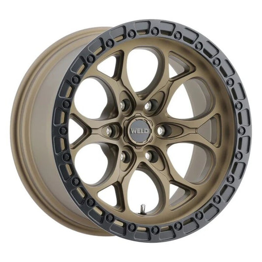 Weld Ledge 6 18x9 / 6x135 / ET -12 / BS 4.51 - Satin Bronze w/ Satin Black Ring